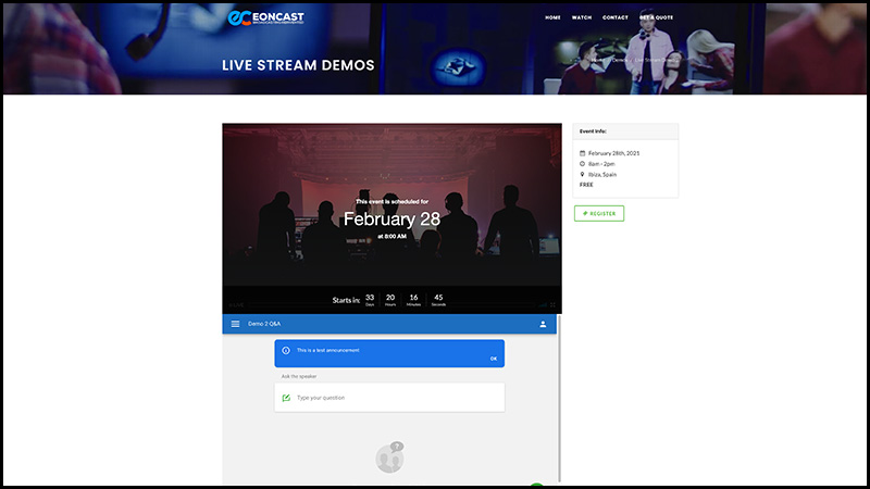 Live Stream Demo 2